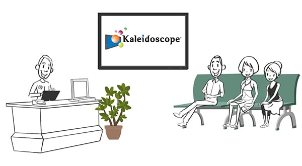Doodle drawing of Kaleidoscope 1.0 digital signage